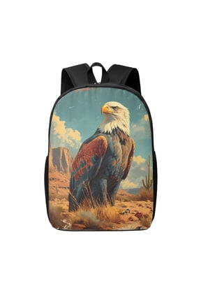 Western Desert Cactus Bald Eagle print Travel Backpack, Large Computer Backpack for Men Women, College School Rucksack Book Bag