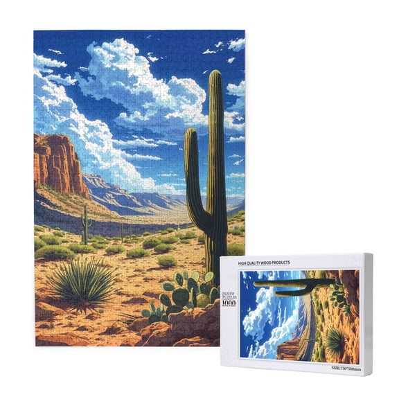 Xecao Western Desert Cactus Pattern 1000 Piece Puzzles , Jigsaw Puzzles for Adults