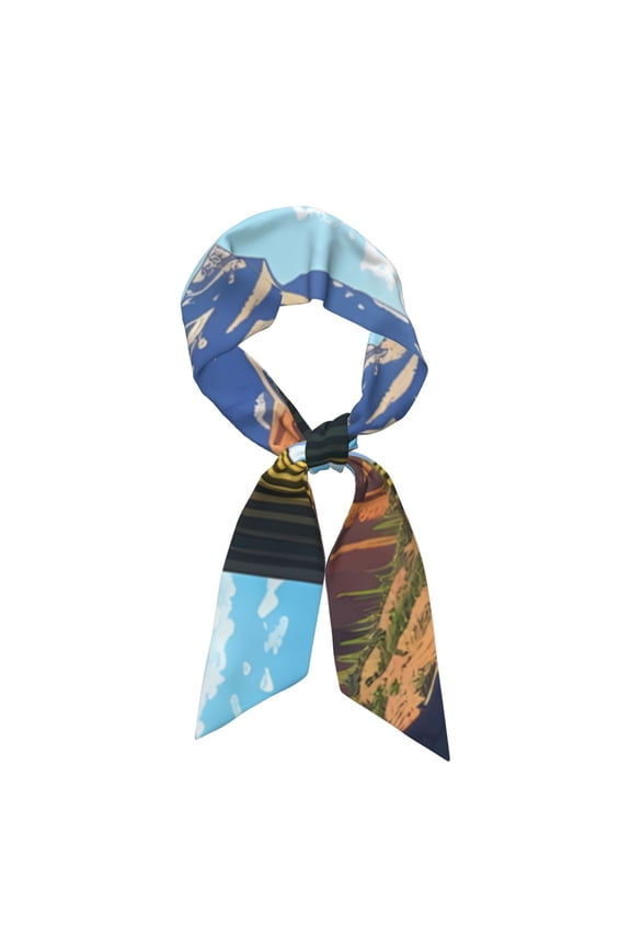 Western Desert Cactus Pattern Large Satin Head Scarf - Satin Hair Scarves Silk Bandana Scarf Headscarf Silk Feeling Scarf for Women