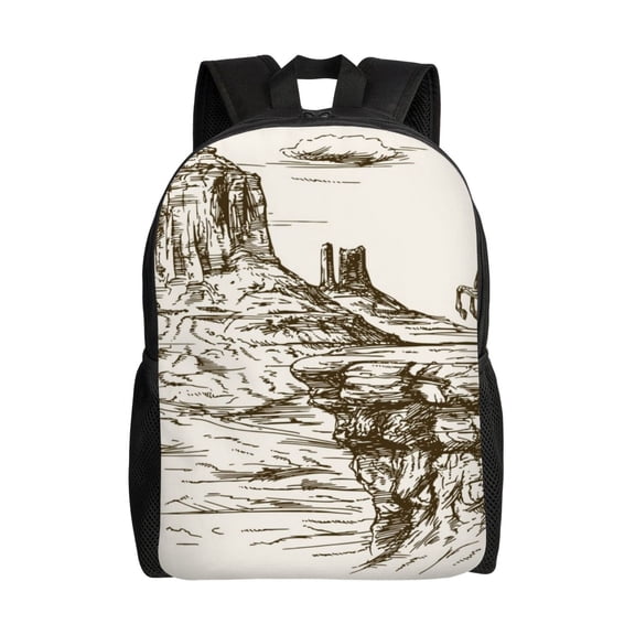Xecao Western Desert Cowboys 1 Print School Backpack with Laptop Compartment Small Travel Laptop Backpack for Women Men Waterproof College Backpack Simple School Bag