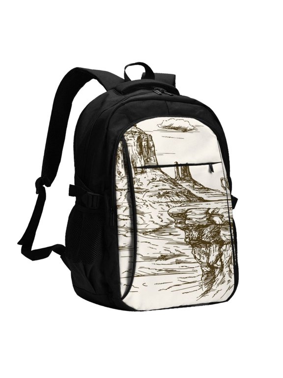 Western Desert Cowboys 1 for Travel Laptop Backpack, USB-Charging-Enabled, Spacious Business Backpack for Men and Women,College School Computer Bag