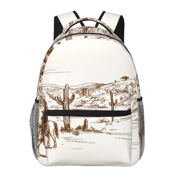 Xecao Western Desert Cowboys Backpack, a stylish and functional choice for both men and women, is the perfect basic bookbag for college, work, or travel