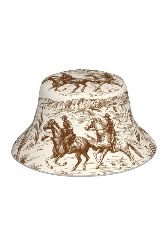 Western Desert Cowboys1 Print Men and Women Night Reflective Hat Runner Cap Visor Bucket Hat Boonie Cap