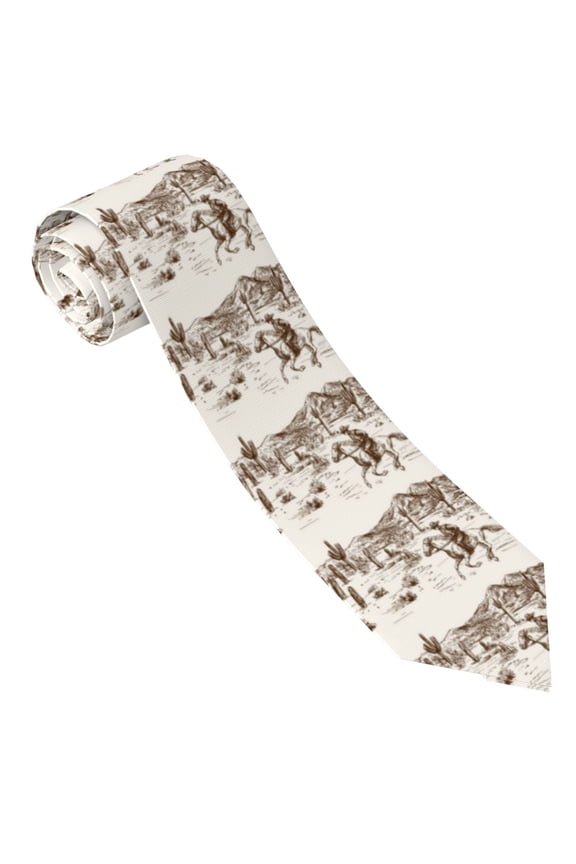 Western Desert Cowboys3 Print Tie For Men Necktie Woven Jacquard Neck Ties,Classic Men's Tie