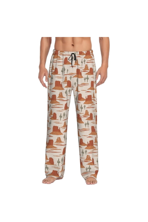 Western Desert Nature Landscape Print Men's Straight Lounge Pajama Pants - The Ultimate in Comfortable Sleepwear-