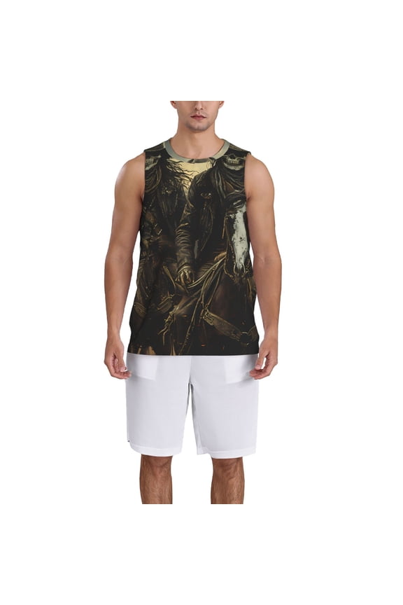 Western Desert Skull Cowboy print basketball shirt for both men and women, a unisex basketball jersey perfect for theme parties-3X-Large
