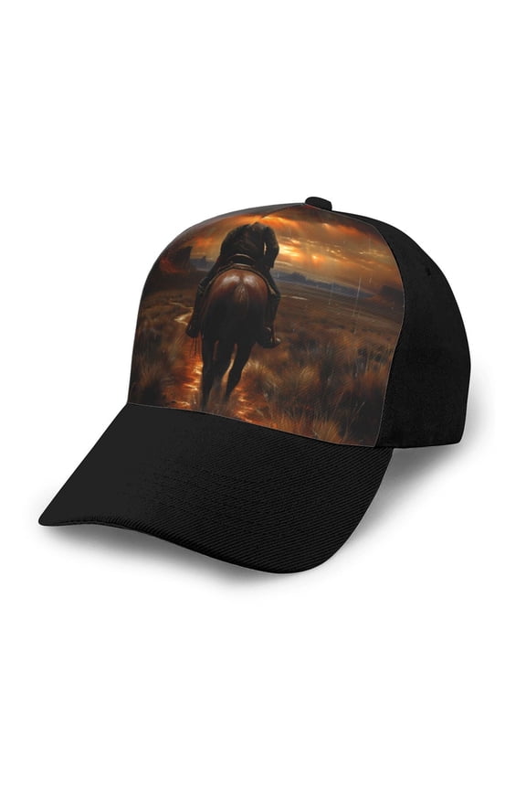 Western Rainy Desert Cowboy print unisex vintage washed baseball cap, a soft and adjustable hat perfect for any casual style.