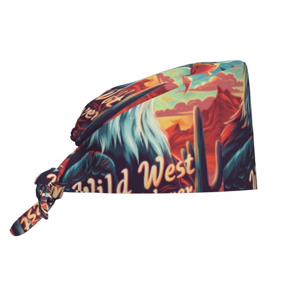 Xecao Western Style Bald Eagle Print Men Women Adjustable Working Cap with Button Unisex Hats Sweatband