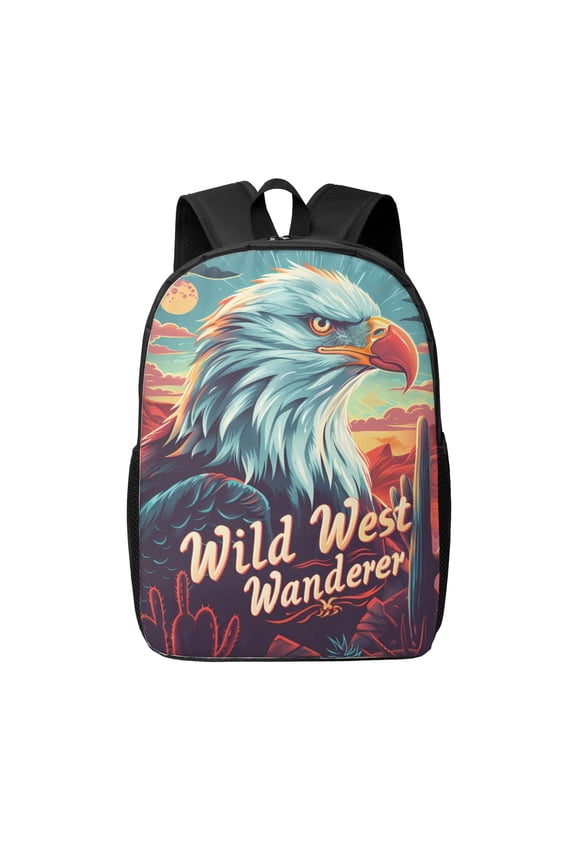 Western Style Bald Eagle print Travel Backpack, Large Computer Backpack for Men Women, College School Rucksack Book Bag