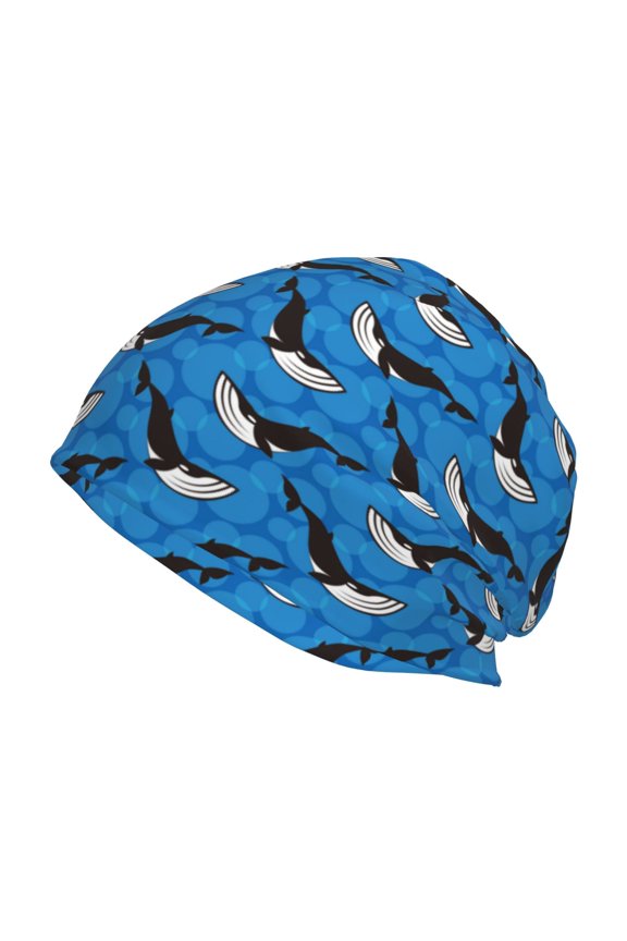 Whale And Sea Print Knit Hat,Winter Beanie for Men Women, Beanie Soft Warm Ski Stocking Cuffed Cap