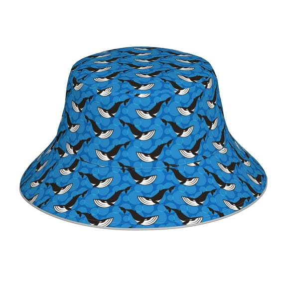 Xecao Whale And Sea Print Men and Women Night Reflective Hat Runner Cap Visor Bucket Hat Boonie Cap