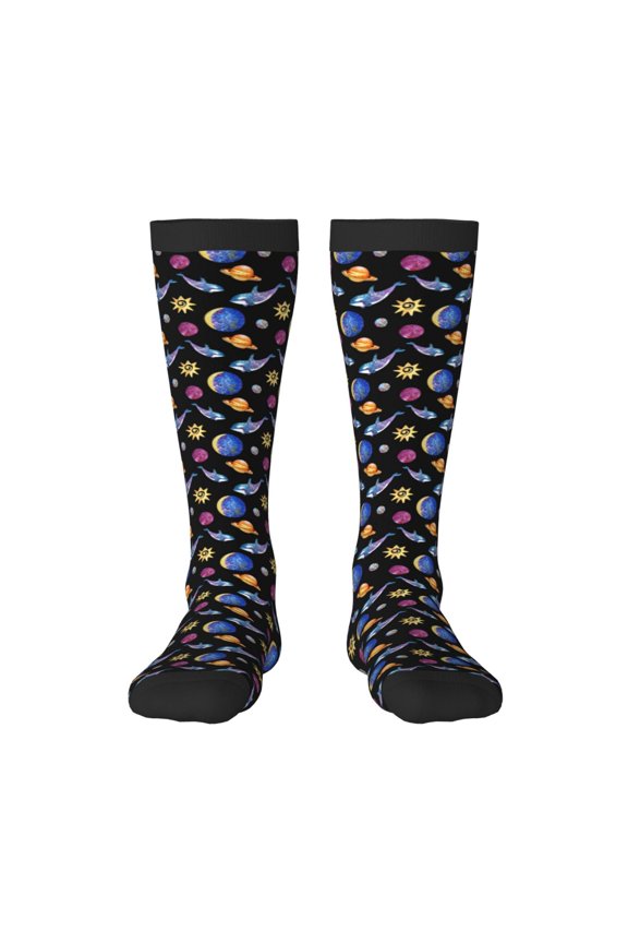 Whales In Space Print Compression Socks for Both Men And Women for Running, Travel, Flight, Nurse