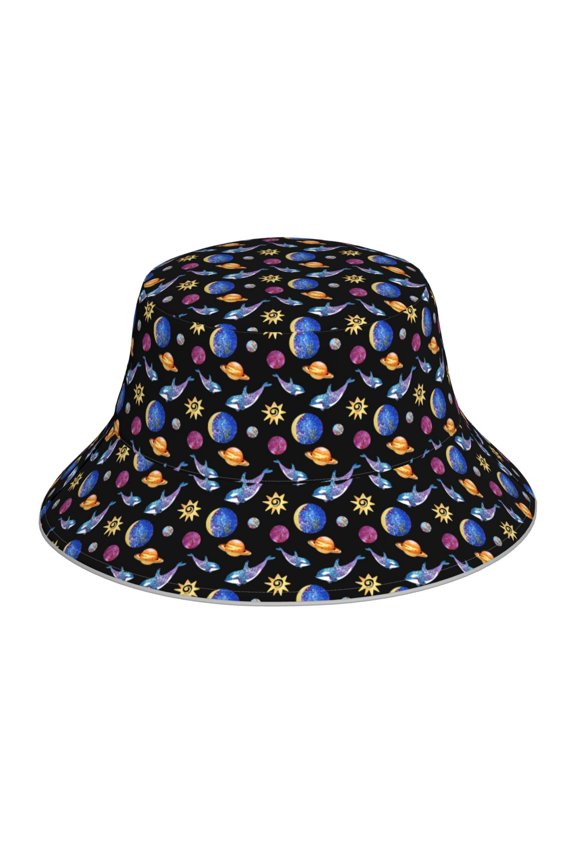 Whales In Space Print Men and Women Night Reflective Hat Runner Cap Visor Bucket Hat Boonie Cap