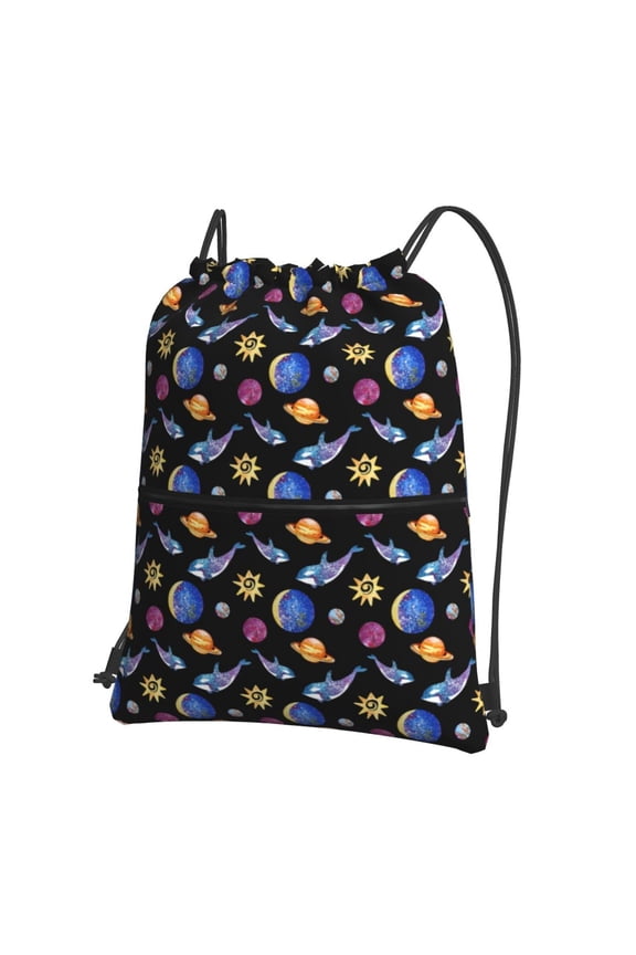 Whales In Space for Drawstring Bags,Pull String Backpack Bags,String Bag Sackpack