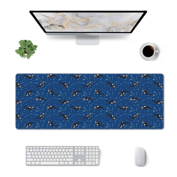 Xecao Whales Swim for Mouse Pad - Waterproof Extended Contour Mouse Mat, Large Gaming Mousepad Laptop Keyboard Mat with Non-Slip Rubber Base