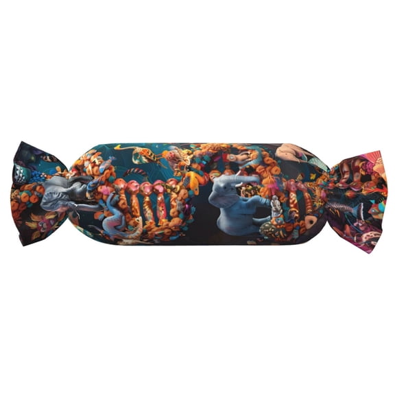 Xecao Whimsical Animal Spiral Print+Candy-Inspired Plush Pillow for Men Women Suitable for Beds, Sofas, Game Rooms Drawstring Closure