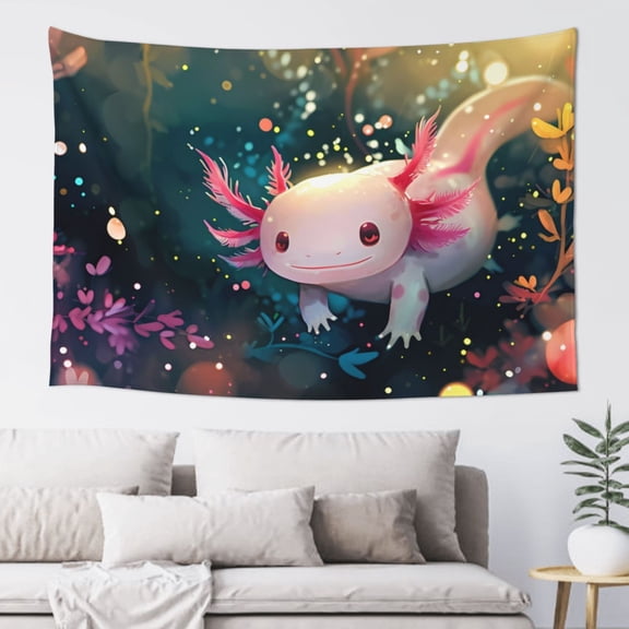 Xecao Whimsical Axolotl Fantasy Print Tapestry, Wall Hanging Room Funny Decor, Backdrop Room Decor for Bedroom Living Room dormitory