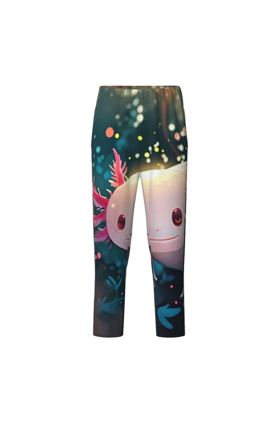 Whimsical Axolotl Fantasy Print Teenagers' Pajama Pants Long Sleep Pants Soft Elastic Waist Pajama Bottoms Elastic waist with 2 Pockets 5-16 Years-Small