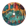 thumbnail image 1 of Xecao Whimsical Forest Scene Pattern Christmas Tree Skirt Round Xmas Tree Mat Base Cover for Holiday Home Decorations-48", 1 of 6