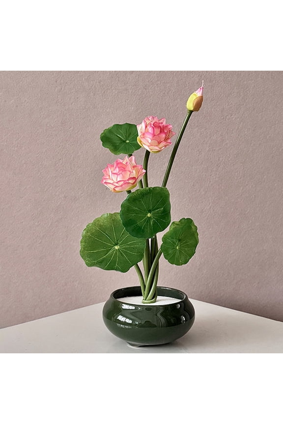 Artificial Lotus Flower Water Lily Simulation Floral Arrangement For Buddha Hall Dining Table TV Cabinet Fish Tank Wedding Home Party Decorations