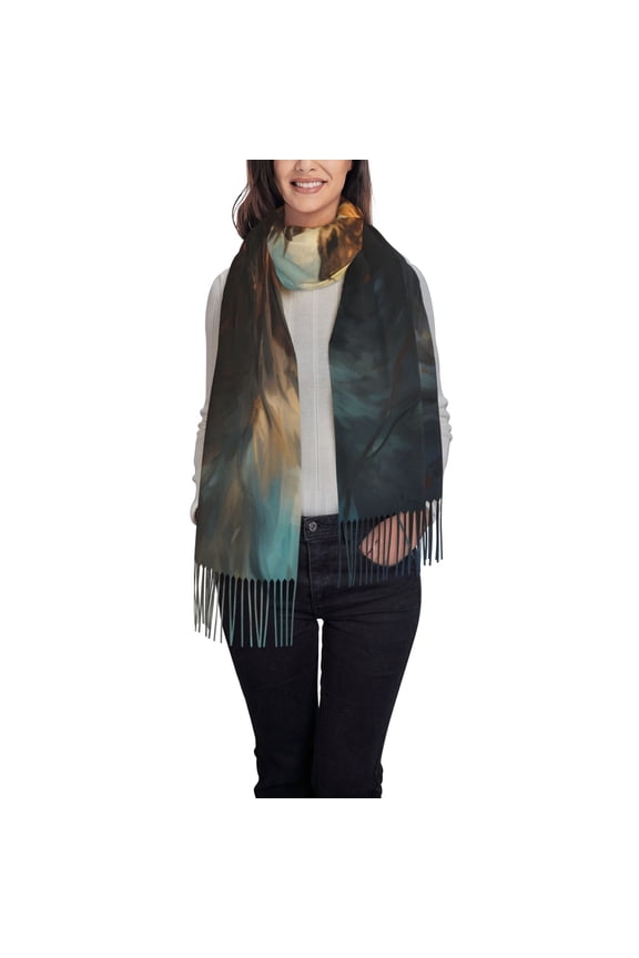 White And Red Sketch Dragon Pattern Womens Winter Scarf Fall Scarf Oversized Large Scarf for Women Warm Shawl Wrap