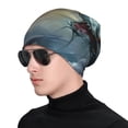 thumbnail image 1 of Xecao White And Red Storm Dragon Print Beanie Knitted Hat for Men Women, Winter Fashion Knit Cuffed Caps Unisex, 1 of 7