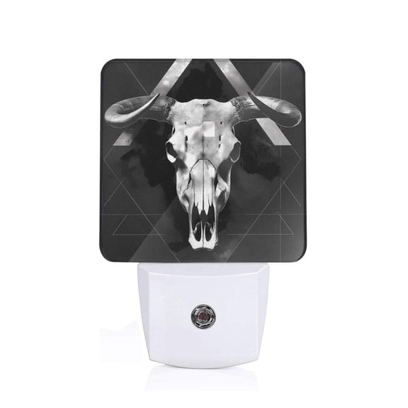 Xecao White Black Sheep skull for Night Light - a Wall-mounted LED Fixture with A Dusk-to-dawn Sensor, Ideal for Bedrooms, Bathrooms, Hallways, and Kitchens-US
