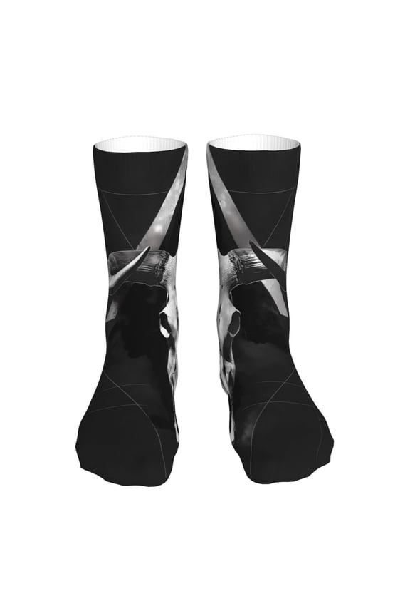 White Black Sheep skull Print Fashion No Heel Casual Crew Socks Cushioned Breathable for Men Women - Moisture wicking,Not easy to fade Suitable for daily