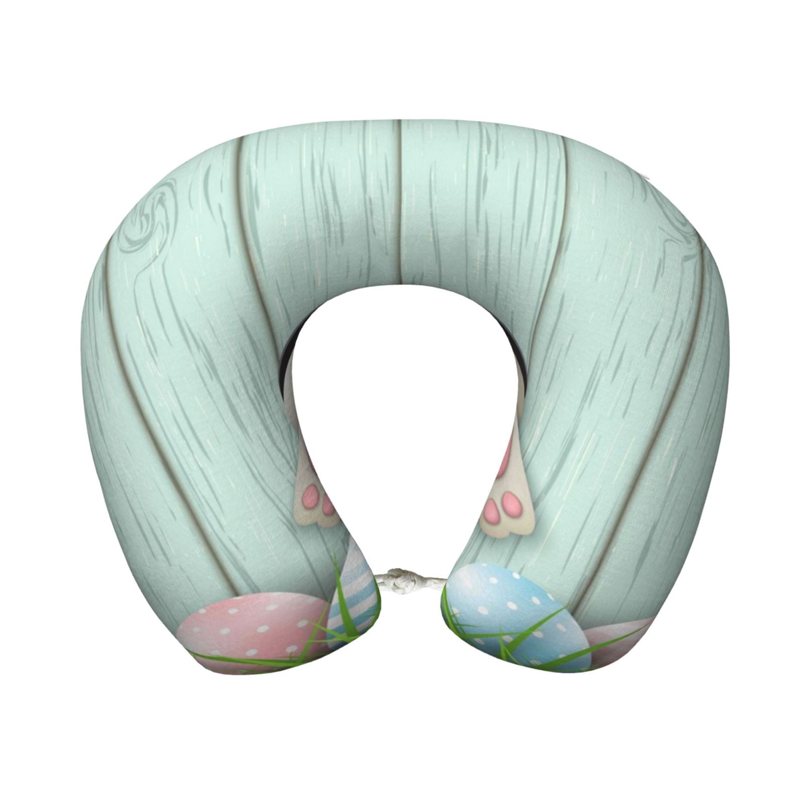 Xecao White Bunny Bottom And Easter Eggs Print Memory Foam Cervical Neck Pillow Versatile U-Shaped Pillows for Home,Office,Camping,Travelling,Soft Washable Cover
