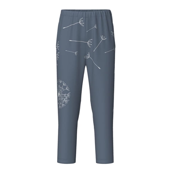 Xecao White Dandelion Print Teenagers' Pajama Pants Long Sleep Pants Soft Elastic Waist Pajama Bottoms Elastic waist with 2 Pockets 5-16 Years-Large
