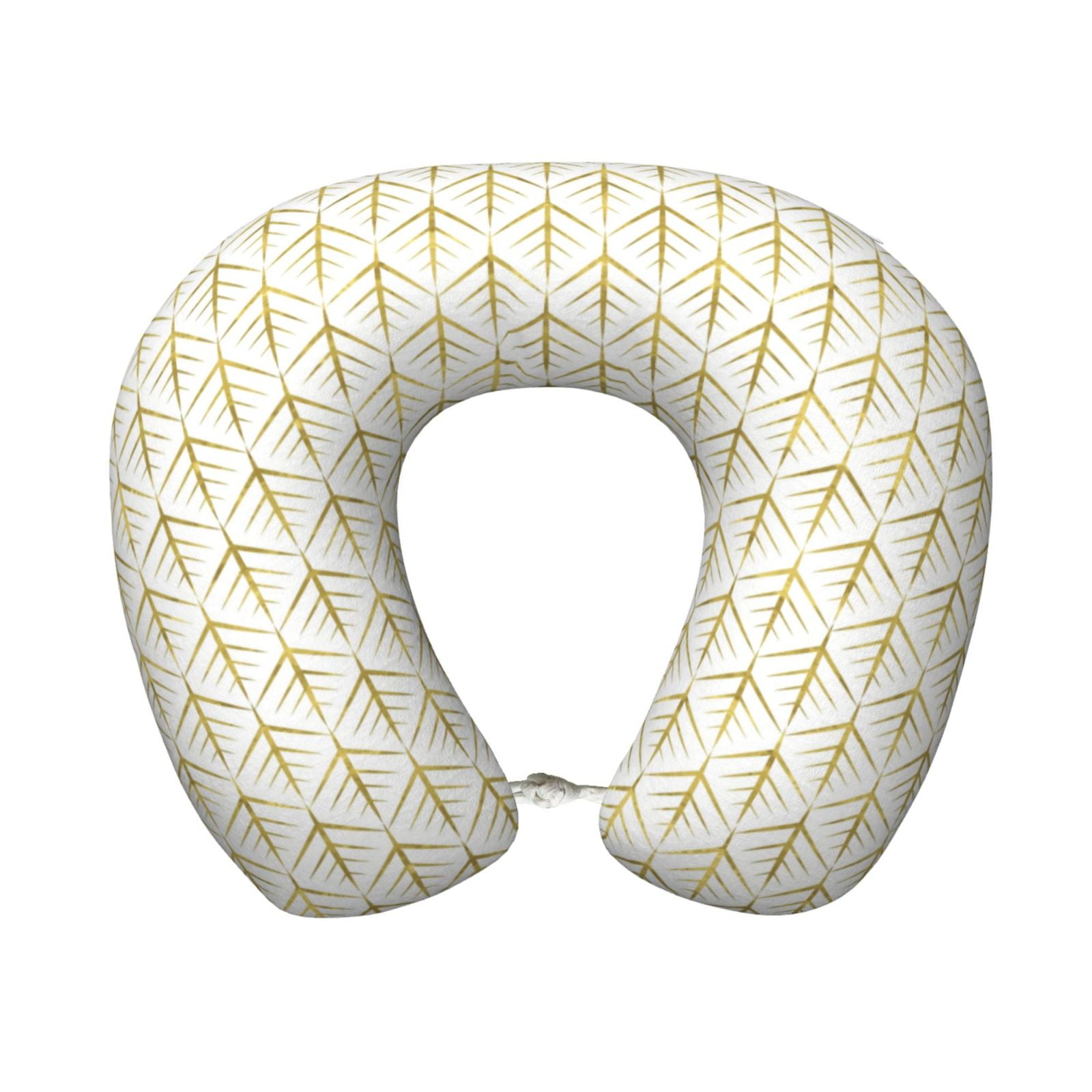 Xecao White And Gold Geometry Print Memory Foam Cervical Neck Pillow Versatile U-Shaped Pillows for Home,Office,Camping,Travelling,Soft Washable Cover
