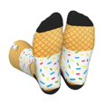 thumbnail image 1 of Xecao White Ice Cream Print Crew Socks for Men and Women, Men's Soft Moisture-wicking Sock, 1 of 7
