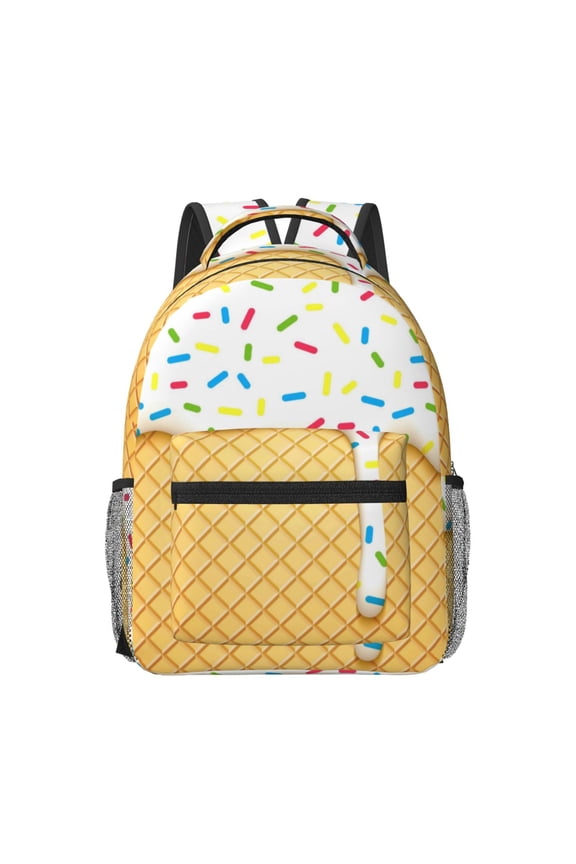 White Ice Cream Travel Backpack: A spacious, stylish computer backpack ideal for men and women, perfect for college, school, or daily travels