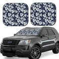thumbnail image 1 of Xecao White Leaves for Foldable Car Sun Shades (2-Pack) offer sun protection with an easy-fold design for convenient windshield shading., 1 of 7