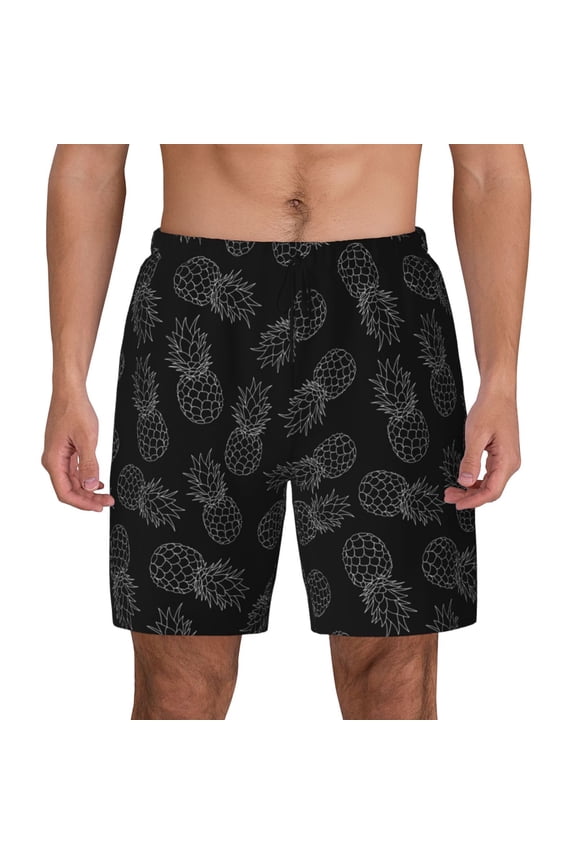 White Pineapples for Men's Swimming Trunks Swim Trunks Quick Dry Swim Shorts with Mesh Lining Funny Swimwear Bathing Suits