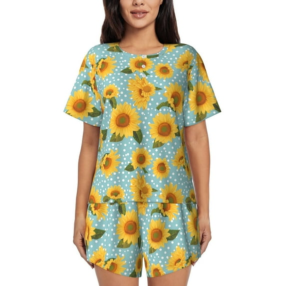 Xecao White Polka Dot Sunflower print Swimsuit for women, Summer-ready, sporty style.Quick-dry fabric. Many sizes & colors.