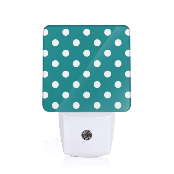 Xecao White Polka Dots With Teal Background for Night Light - a Wall-mounted LED Fixture with A Dusk-to-dawn Sensor, Ideal for Bedrooms, Bathrooms, Hallways, and Kitchens-EU