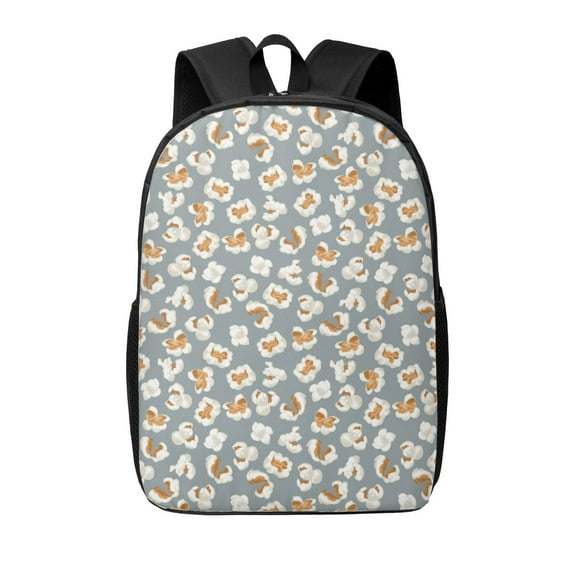 Xecao White Popcorn print Travel Backpack, Large Computer Backpack for Men Women, College School Rucksack Book Bag