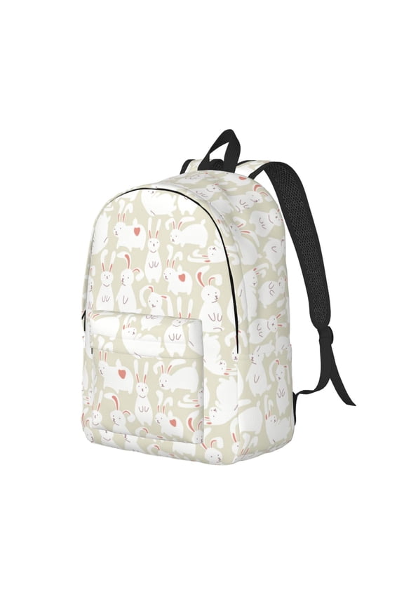 White Rabbit Canvas College Laptop Backpack, a durable rucksack designed for both men and women, ideal for travel, school, and daily use-Small