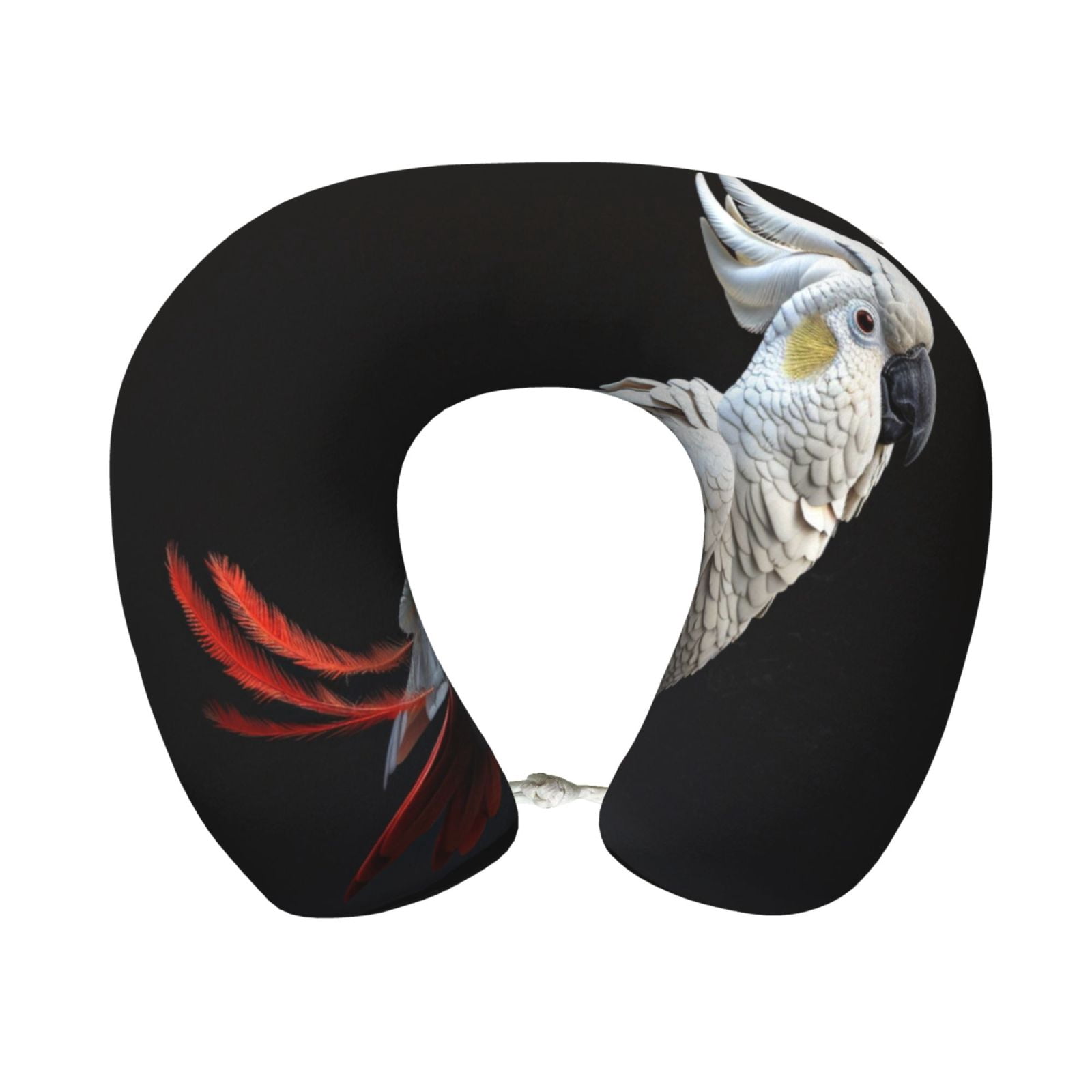 Xecao White Red Cockatoo Print Memory Foam Cervical Neck Pillow Versatile U-Shaped Pillows for Home,Office,Camping,Travelling,Soft Washable Cover
