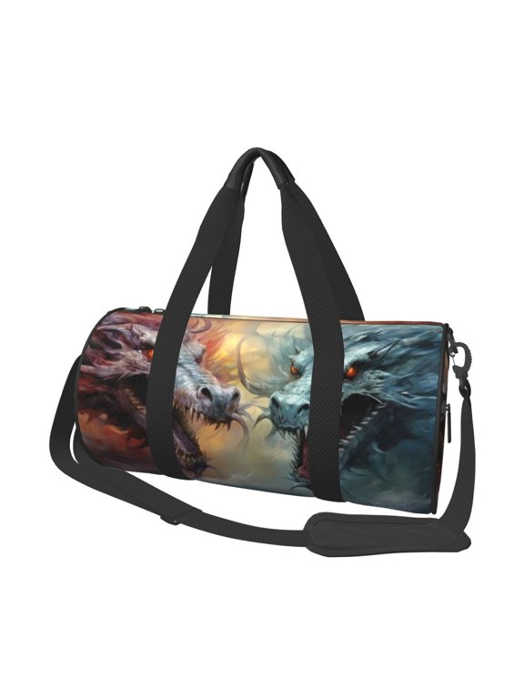 White And Red Storm Dragon Print Travel Duffle Bag, Bag Carry On Tote Bags for Women, Travel Sport Gym Bag for Men, Hospital Bag for Labor and Delivery