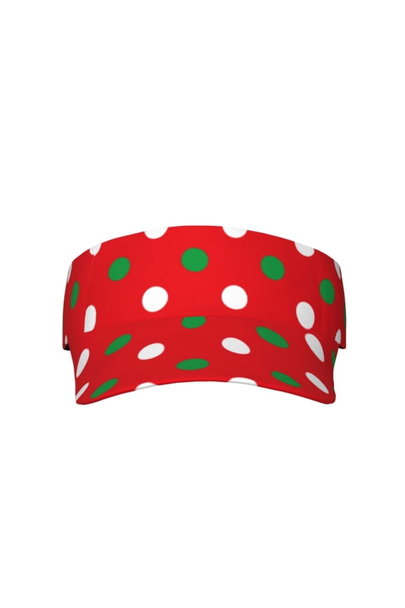 White and Green Polka Dot for Adult Sun Cap offers versatile sun protection with adjustable Velcro for a secure fit.