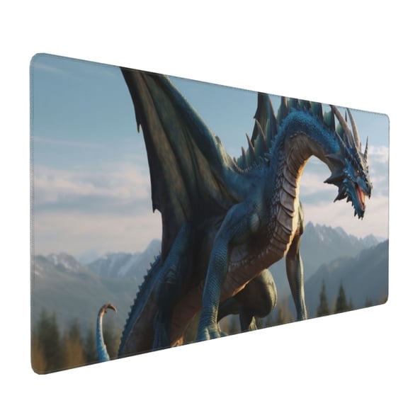 Xecao Wild Blue Cool Dragon Print Large Mouse Pad, 16x35.5in Mousepad, Professional Non-Slip Rubber Base Big Mouse Pad, Mouse Pad for Gaming & Office Full Desk Mouse Pad