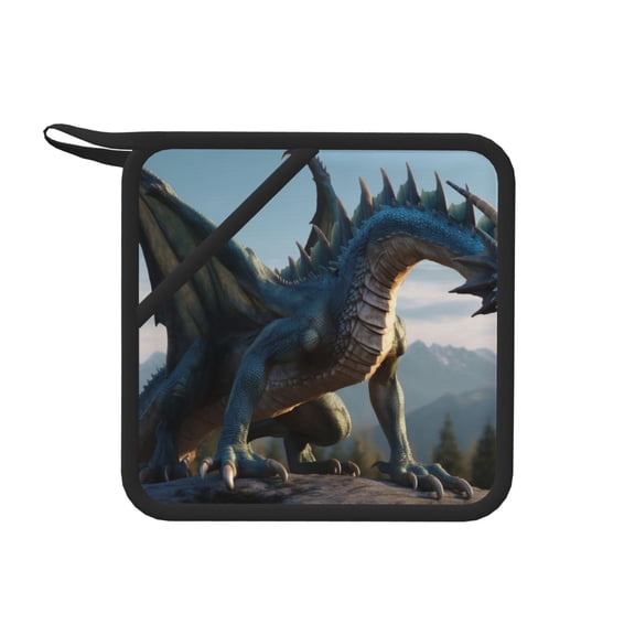 Xecao Wild Blue Cool Dragon for Silicone Trivet Mats - Heat Resistant Pot Holders, Multipurpose Non-Slip Hot Pads