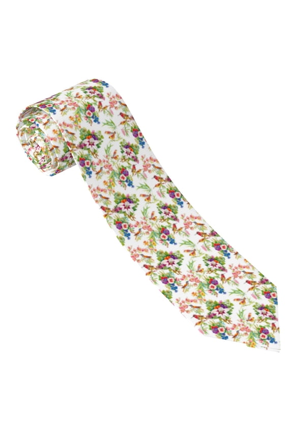Wild Exotic Birds And Flowers Print Tie For Men Necktie Woven Jacquard Neck Ties,Classic Men's Tie