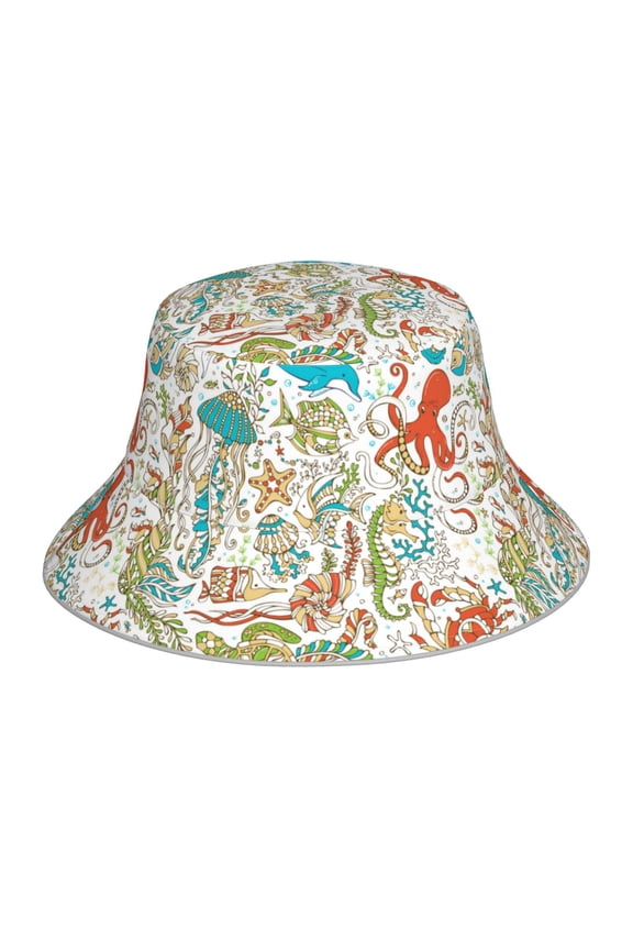 Wild Sea Life Print Men and Women Night Reflective Hat Runner Cap Visor Bucket Hat Boonie Cap
