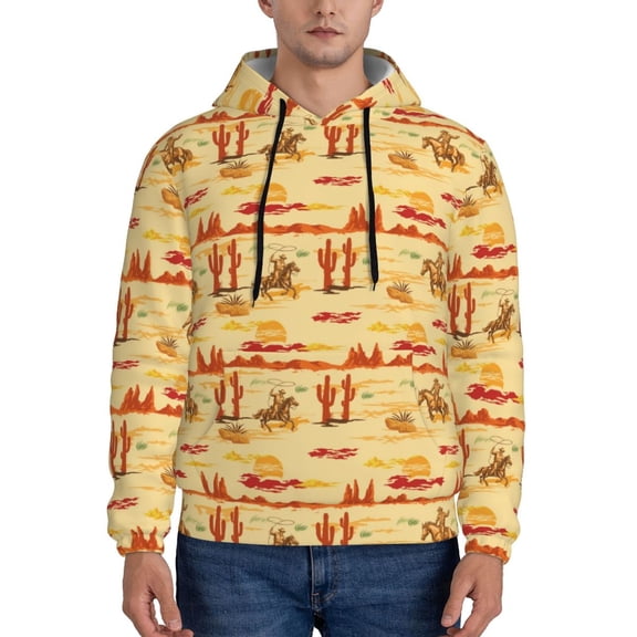Xecao Wild West Colorful Pattern Men's Adult Pullover Hoodie,Hooded Sweatshirt-Medium