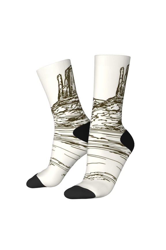 Wild West Desert With Cowboy Pattern Sport Socks for Women and Men Crew Socks Sporty Calf Socks Casual Socks