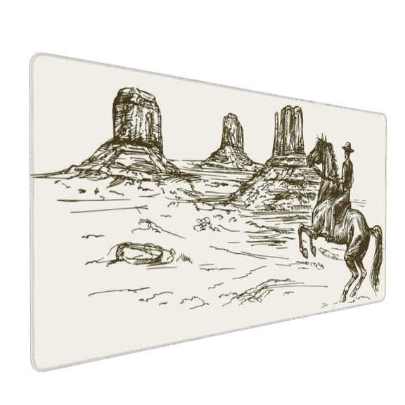 Xecao Wild West Desert With Cowboy Print Large Mouse Pad, 16x35.5in Mousepad, Professional Non-Slip Rubber Base Big Mouse Pad, Mouse Pad for Gaming & Office Full Desk Mouse Pad