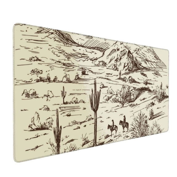 Xecao Wild West Desert With Cowboys Print Large Mouse Pad, 16x35.5in Mousepad, Professional Non-Slip Rubber Base Big Mouse Pad, Mouse Pad for Gaming & Office Full Desk Mouse Pad